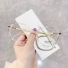 Gafas de sol personalizadas con lentes planas anti-luz azul, montura de metal para mujer, montura de gafas, venta al por mayor, gafas para miopía para mujer