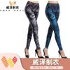 Leggings Jeans Imitação Transfronteiriças Europeias e Americanas Novas Estampadas Digitalmente Cintura Alta Elásticas Justas Calças para Mulheres