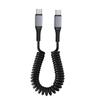 Cabo de dados telescópico de mola para carro 66W 6A de carregamento super rápido, duplo TYPE-C, anti-enrolamento, cabo de carregamento USB