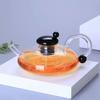 Tetera Plana de Vidrio de Borosilicato para el Hogar, Infusor de Té de Vidrio Hecho a Mano Creativo, Personalizable con Logo, Juego de Té de Regalo