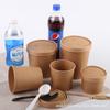 Cubo Tazón Desechable de Papel Kraft Cubo para Sopa Cubo para Avena Tazón para Sopa Sopa Espesada a Prueba de Agua y Aceite Embalaje Caja para Comida con Tapa