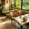 Restaurante mesas y sillas del sudeste asiático, cafetería sillas de ratán, restaurante de postres, restaurante de té temático, sofás de cabina de madera maciza, estilo vintage