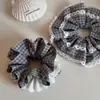 Goma para el pelo de cuadros con encaje, Súper elegante y versátil, Goma para coleta de alta gama, Cuerda elástica para el pelo para mujer