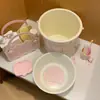 Kit de higiene pessoal rosa para meninas, balde para dormitório estudantil, bacia, cesta de banho, produtos de higiene pessoal, balde de plástico grosso e resistente
