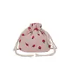 Bolsa Feminina de Veludo Cotelê Estampada com Cordão Casual e Fashion 2025 Nova Bolsa de Ombro Casual Simples Bolsa Saco Saco