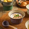 Bol para Ensalada Estilo Japonés, Bol Rústico Vintage de Cerámica con Forma de Sombrero, Bol para Postre, Bol para Sopa Dulce, Plato Profundo de Cerámica, Bol para Yogur, Bol de Paja Estilo Pastoral