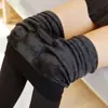 Leggings Gruesos Forrados de Polar para Mujer Otoño e Invierno Calcetines Negras con Pie