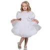 Vestido de Princesa Navideño Blanco Malla Floral Lentejuelas para Niñas Pequeñas Vestido de Un Año Envío Transfronterizo