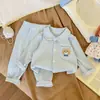 Pijama de otoño para niños, unisex, tejido cepillado, conjunto de dos piezas para bebés y niños pequeños, adecuado para usar en casa