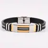 Pulsera Punk de Acero de Titanio Transfronteriza para Mano Pulsera para Hombre de Acero Inoxidable con Silicona Moda Hip-Hop Pulsera Personalizada Hecha a Mano Venta al por Mayor