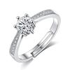 Anillo de pareja de circonitas redondas de seis garras, joyería de mano popular de moda coreana, apertura de comercio exterior para mujeres, fabricantes al por mayor