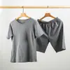 Camiseta Japonesa de Cor Pura sem Estampa Camiseta de Algodão de Boa Qualidade Terno de Shorts de Verão Terno de Algodão Puro Roupa de Casa t Casal
