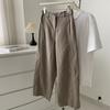 Pantalones Casuales de Pierna Ancha Rectos con Caída para Mujer Tallas Grandes Otoño Nuevo Chica con Sobrepeso de Cintura Alta Sueltos Adelgazantes de Nueve Puntos Cargo