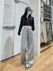 Pantalones deportivos para mujer estilo americano en color gris claro para otoño e invierno 2026, nuevos de cintura alta, corte holgado, adelgazantes, pierna recta, pantalones deportivos casuales de pierna ancha