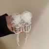 Brincos de Agulha Prata com Diamantes e Pérolas, Design de Borla em Flor, Brincos Estilosos e Luxuosos com um Toque de Alto Padrão