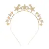 Tiara de Cabelo Exclusiva com Strass Brilhante, Estrela Tridimensional Pequena e Grande, para Festa de Aniversário, Styling de Princesa