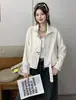 Chaqueta Corta para Mujer Nueva de Primavera y Otoño con Cuello Alto, Holgada, Moderna, Rejuvenecedora, Versátil, Chaqueta Casual Retro