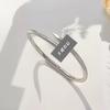 Pulseira de Aço Inoxidável Transfronteiriça para Mulheres, Pulseira Circular de Alto Padrão Galvanizada Não Desbota com Diamantes, Joia de Pulseira de Aço Titânio de Luxo Leve