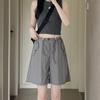 Shorts de Trabalho Feminino Verão Finos Cintura Alta Casual Perna Larga Curtos Secagem Rápida Calças Esportivas Americanas