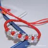 Pulseira Ano do Coelho S999 prata pura coelhinho animal cinco coelhos prata maciça estilo étnico pulseira de corda vermelha tecida à mão transmissão ao vivo