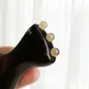 Mini Peine Masajeador de Botella con Cuentas Doradas y Cuernos de Ébano para Mujeres, Peine Pequeño Portátil Personalizable
