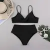 2022 Europeo y Americano Sexy Slim Delgado BIKINI Cintura Alta Mujeres Sexy BIKINI Traje de Baño Dividido