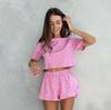 Moda Casual de Verão Conjunto de Duas Peças Pijama Roupa de Casa Malha Estampada Manga Curta Shorts Atacado Feminino