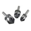 Aço carbono cabo hexagonal cabo redondo dispositivo de chanfro de cinco lâminas conjunto de três peças escareador preto abridor de furo para marcenaria 90 graus