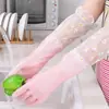 Luvas de lavar louça à prova d'água de comprimento estendido para uso doméstico, adequadas para mulheres, para limpeza da cozinha, lavanderia e tarefas domésticas em geral; luvas de limpeza de látex de borracha, atacado