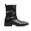 Botas masculinas western de couro vintage desgastado europeu e americano com fivelas de metal clássicas, botas curtas com solas antiderrapantes e resistentes ao desgaste, SheinTem