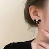 Pendientes de lazo de flocking dulce francés con circonita, elegantes, de lujo ligero, de alta gama, de moda, combinan con todo, tachuelas para orejas de dama