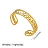 Pulsera de Acero Inoxidable Chapado en Oro de 18K de Estilo Nuevo Europeo y Americano que Conserva el Color para Mujer, Pulsera Abierta de Acero de Titanio con Diseño de Flor y Hoja de Gama Alta
