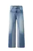 Fengshe Roupa Masculina / Jeans patchwork estilo americano para homens, nova marca da moda de calças retas soltas em linha A, lavadas, levemente alargadas