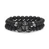 Venta Caliente de AliExpress Pulsera de Guerrero Espartano con Zirconia Microincrustada, Juego de Pulseras de Piedra Esmerilada Elástica