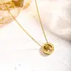 Colgante que cambia de color Collar de diamantes de seis eslabones Anillo doble Números romanos Cadena para la clavícula al por mayor Acero no titanio Moda romana para mujer
