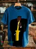 Moda Transfronteiriça Estampa de Padrão Artístico de Jazz Masculina Gola Redonda Manga Curta Estampa Digital 3D Feito Sob Medida, A Partir de Uma Peça