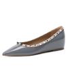 Aumento de Altura Estilo Francés Celebridad de Internet Punto Chic Zapatos de Mujer Puntiagudos con Remaches, Charol, Estilo de Noche, Planos de Suela Suave