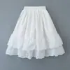 Saia de bolo de retalhos de renda branca para meninas, saia midi de algodão evasê com renda vazada, atacado do fabricante