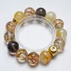 Pulseira Flor de Ágata Amarela Natural Weiyang Tingfeng para Mulheres, Versátil Ágata Koi Cristal de Chá Pulseira da Moda Atacado