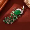 Broche Pavão Esmeralda Novo Estilo Chinês Luxo Acessível Fivela de Animal Fênix Acessórios para Jaqueta Corsage