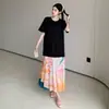 2026 Nuevo Estilo de Verano Vestido Largo de Maternidad Talla Grande Adelgazante Estilo Vacacional Patchwork Floral Falda Plisada Vestido de Manga Corta