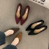 Sapatos Femininos de Luxo Estilo Francês Niche Marrons 2026 Primavera e Outono Salto Anabela Bico Fino Elegante Sapatos para o Dia a Dia Sapatos de Vovó