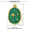 Colar com Pingente DIY Estrelas e Lua Europeias e Americanas com Gotejamento de Óleo para Mulheres Trevo de Quatro Folhas Flor Árvore Pequena Acessórios de Joias em Aço Inoxidável