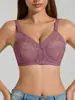 Roupa Íntima Feminina Cruzada de Seios Grandes Emagrecedora Fashion Sutiã de Bojo Cheio Sexy de Renda Sem Aro Push-Up Respirável