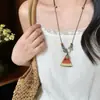 Collar con Colgante de Flor Gesang en Rodajas de Fruta con Sentido del Diseño para Mujer Verano Fresco Estilo Largo Colgante de Pepino Cadena para Clavícula Accesorio para Colgar en el Cuello