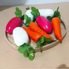 Simulação rabanete falso rabanete branco falso vegetal modelo decoração da janela educação infantil adereços atacado espuma cenoura