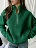 AliExpress eBay Primavera Otoño Nueva Ropa de Mujer Holgada Abrigo Capa Base Versátil Tejido Cremallera Jersey Estilo Perezoso Suéter