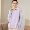 Tejidos de Cachemira para Mujer 100% Cachemira Pura Solapa Cremallera Engrosado Holgado Aspecto Adelgazante Otoño e Invierno Nuevos Tejidos para Abrigo