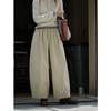 Louvre Otoño Nuevo Estilo Japonés de Moda Pantalones Casuales de Pierna Ancha con Cordón y Cintura Elástica Silueta Holgada Pantalones Largos Casuales para Mujer