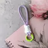 Cordón para Teléfono Anudado Bloque de Color, Cordón Tejido Corto Creativo, Llavero para Funda de Teléfono, Correa Desmontable Anti-Pérdida 12cm